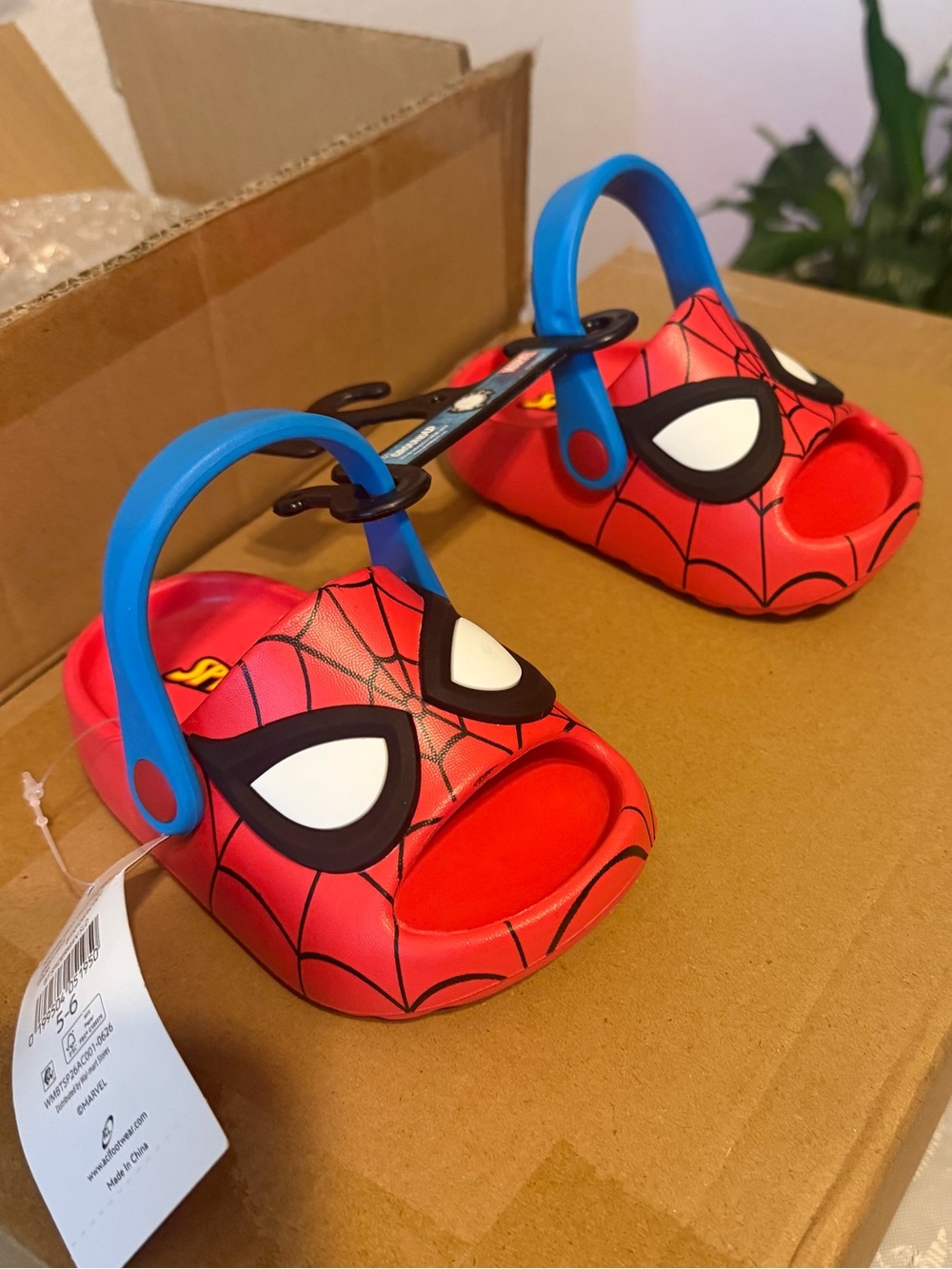Spiderman Red and Blue Kids Sandals with Mask Design